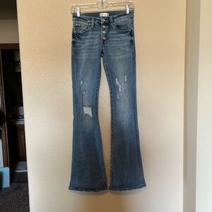 Petra 153 Button Fly Distressed Flare Bootcut Bell Bottom Jean 24